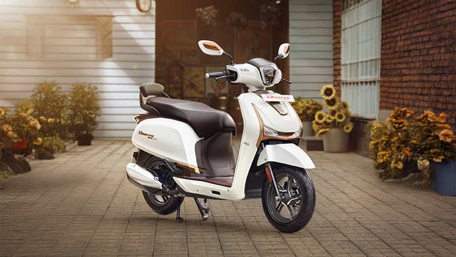 Side view of a eternal white Hero Destini 125