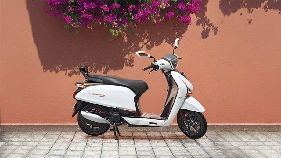 Side view of a Eternal White Hero Destini 125