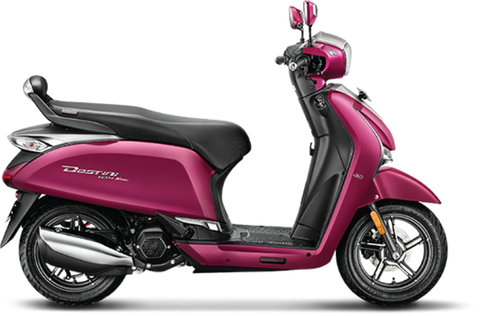 Side profile of a Mystique Magenta Hero Destini 125