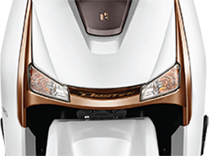 Front headlight view of a eternal white Hero Destini 125