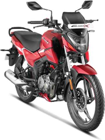 Front three-quarter of a Black Pearl Red Hero Glamour X 125