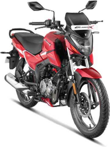 Front three-quarter of a Black Pearl Red Hero Glamour X 125
