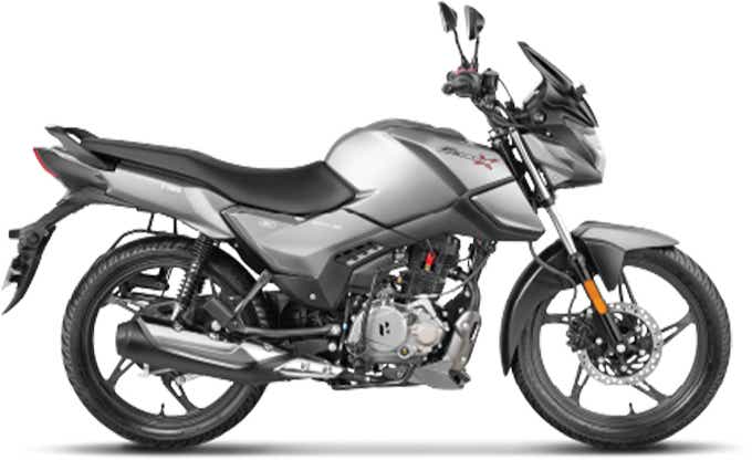 Side view of a matt metallic silver Hero Glamour X 125