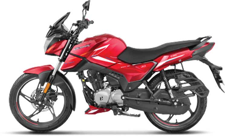 Side profile of a Candy Blazing Red Hero Glamour X 125