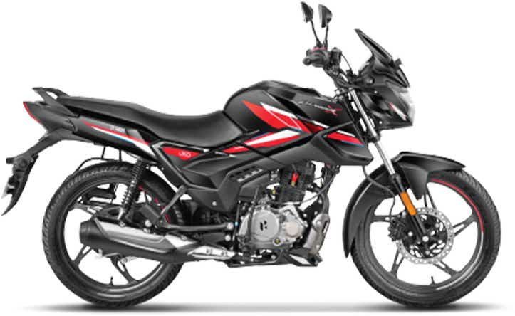 Side view of a black pearl red Hero Glamour X 125
