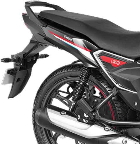 Rear three-quarter of a Hero Glamour X 125