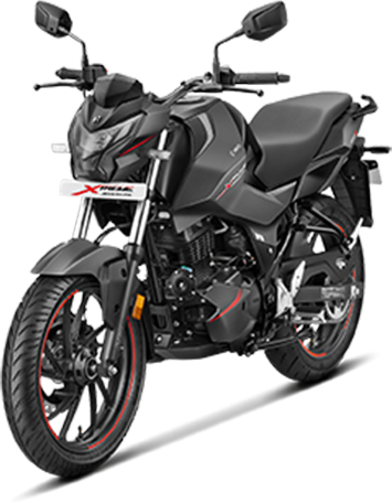 Front three-quarter of a stealth black Hero Xtreme 160R