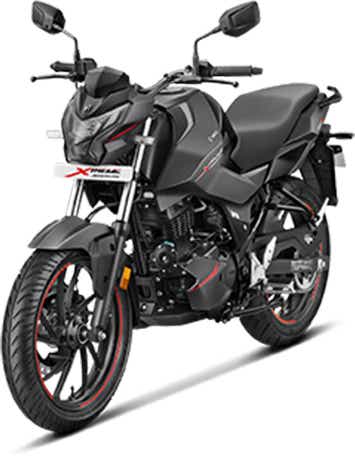 Front three-quarter of a stealth black Hero Xtreme 160R