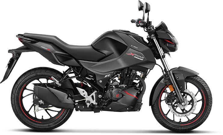Side view of a stealth black Hero Xtreme 160R