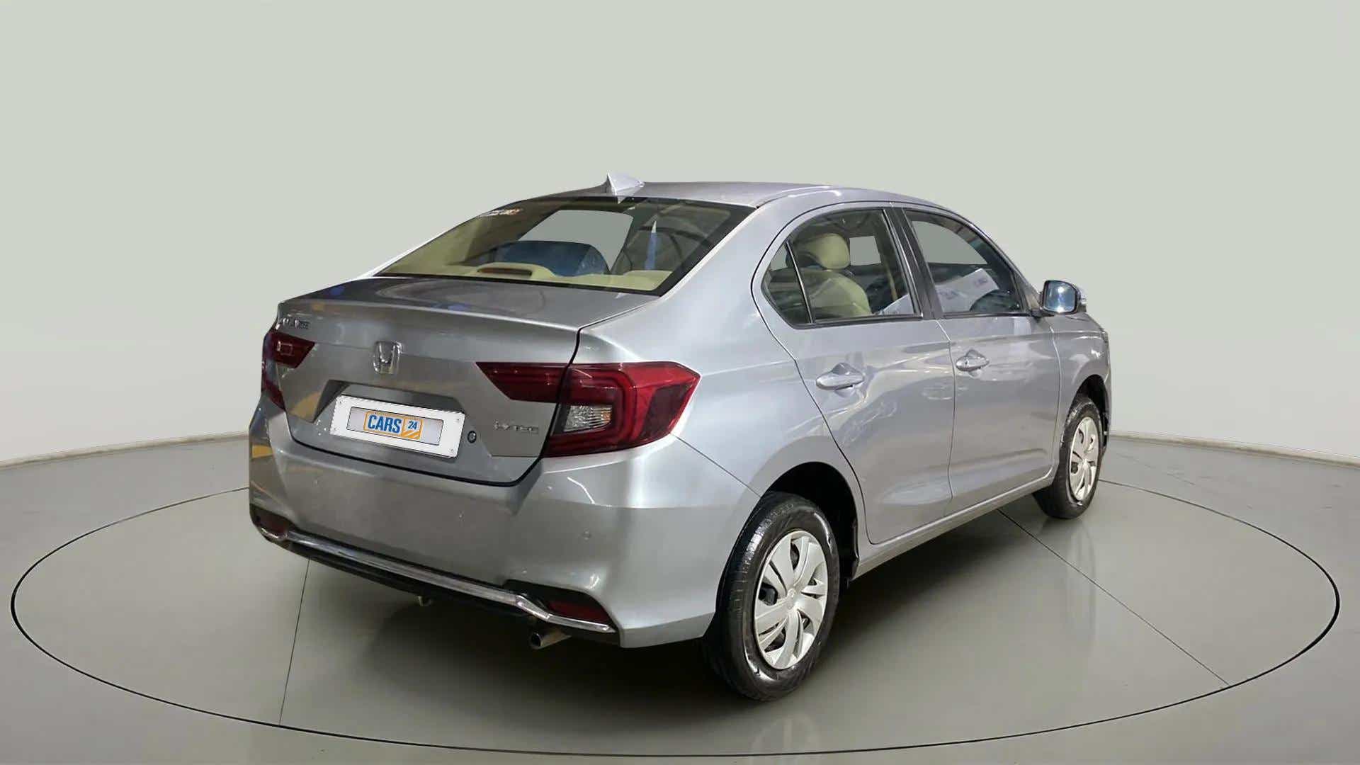 Rear three-quarter view of a Honda Amaze