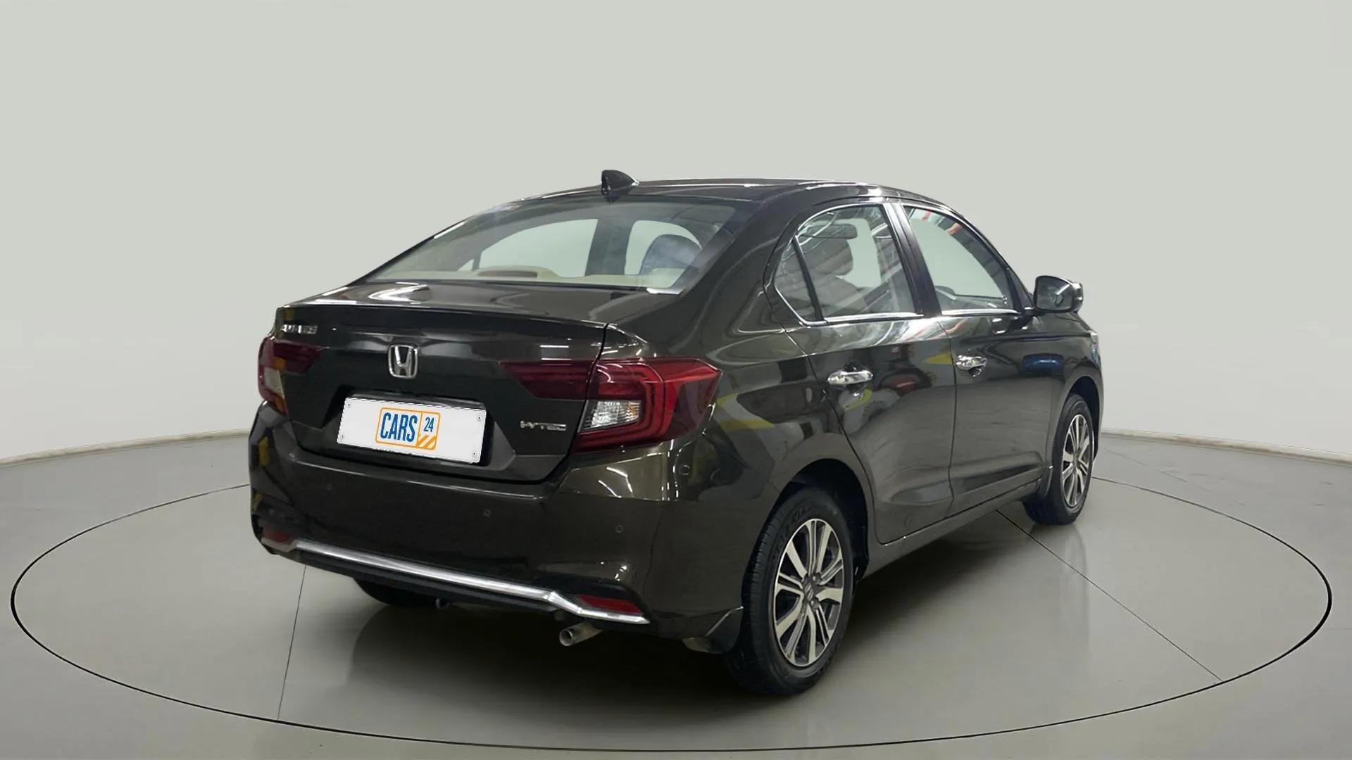 Rear three-quarter view of a Honda Amaze
