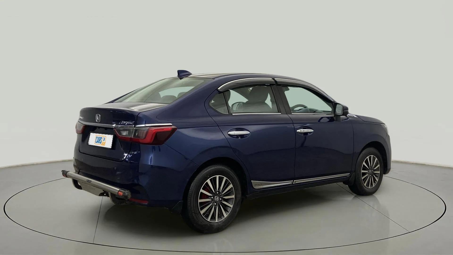 Rear three-quarter view of a Honda Amaze