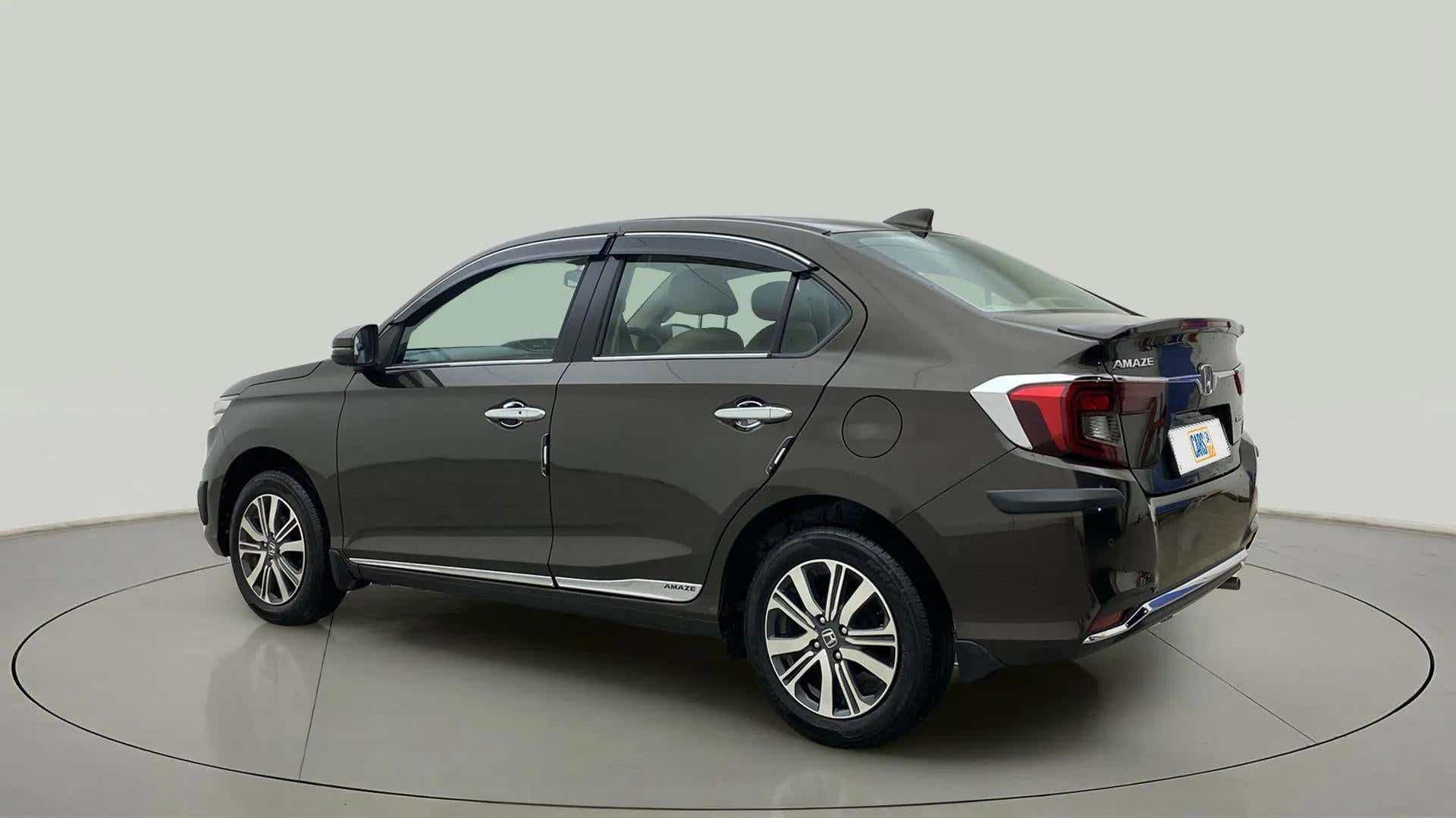 Rear three-quarter view of a honda amaze