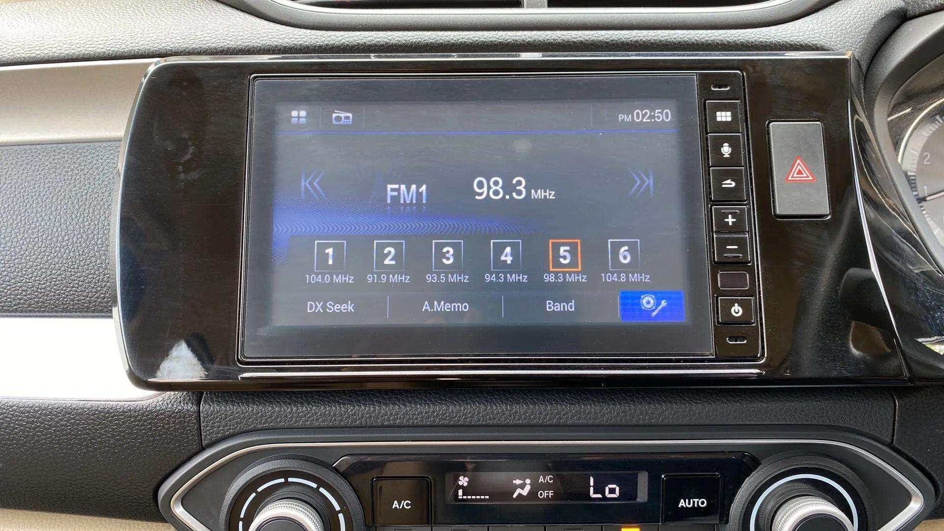 Dashboard infotainment display of a Honda Amaze