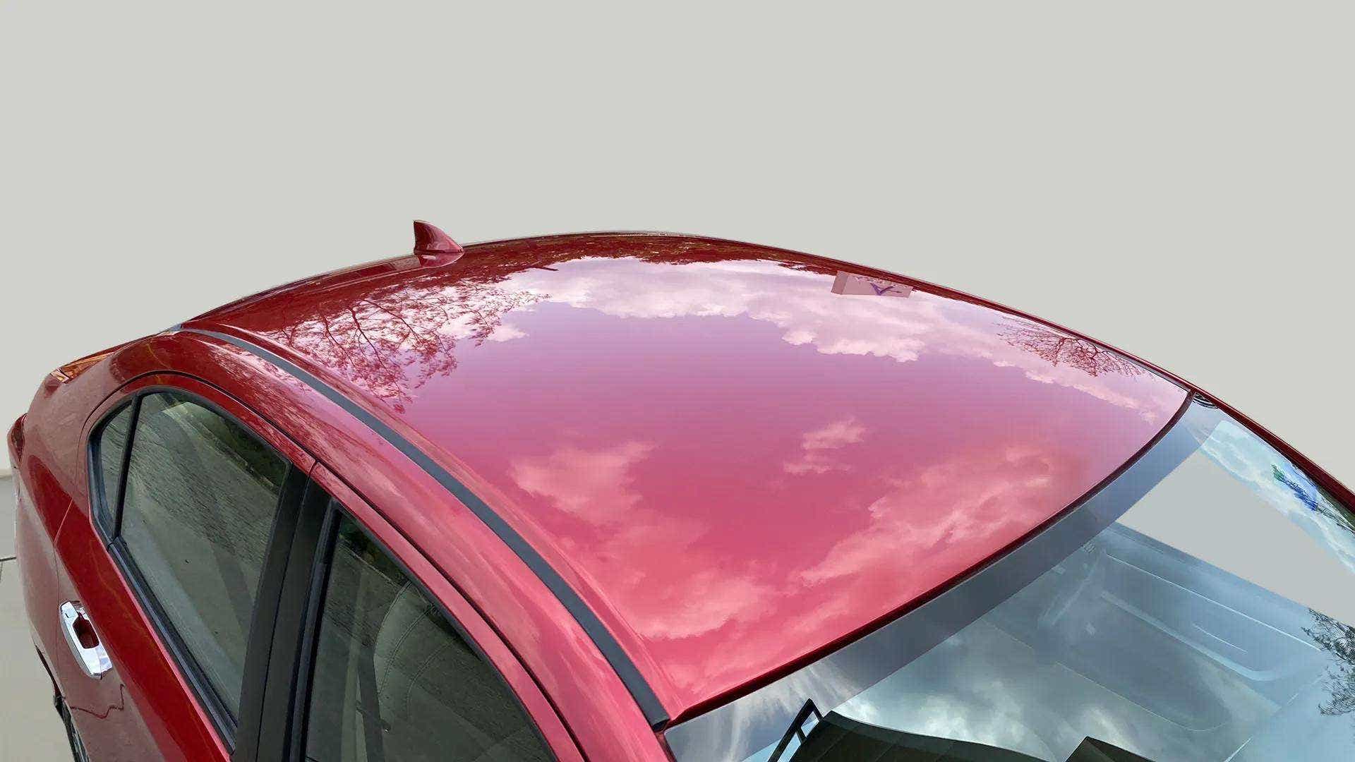 Roof view of a Radiant Red Metallic Honda Amaze