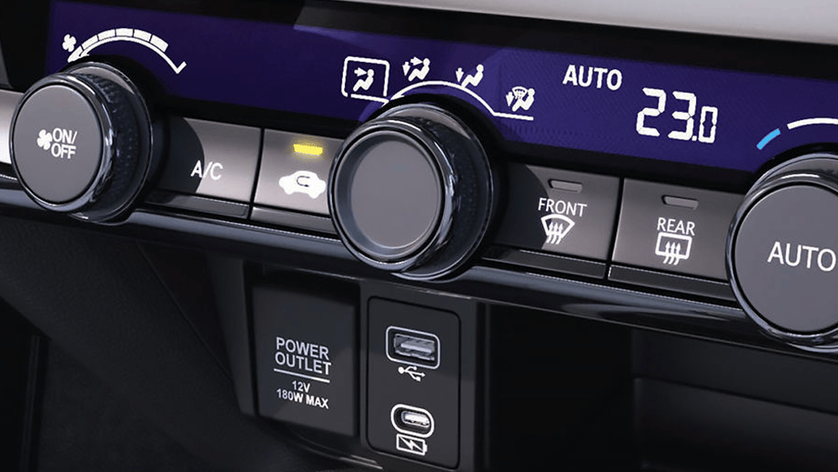 Dashboard air conditioning controls of Honda City
