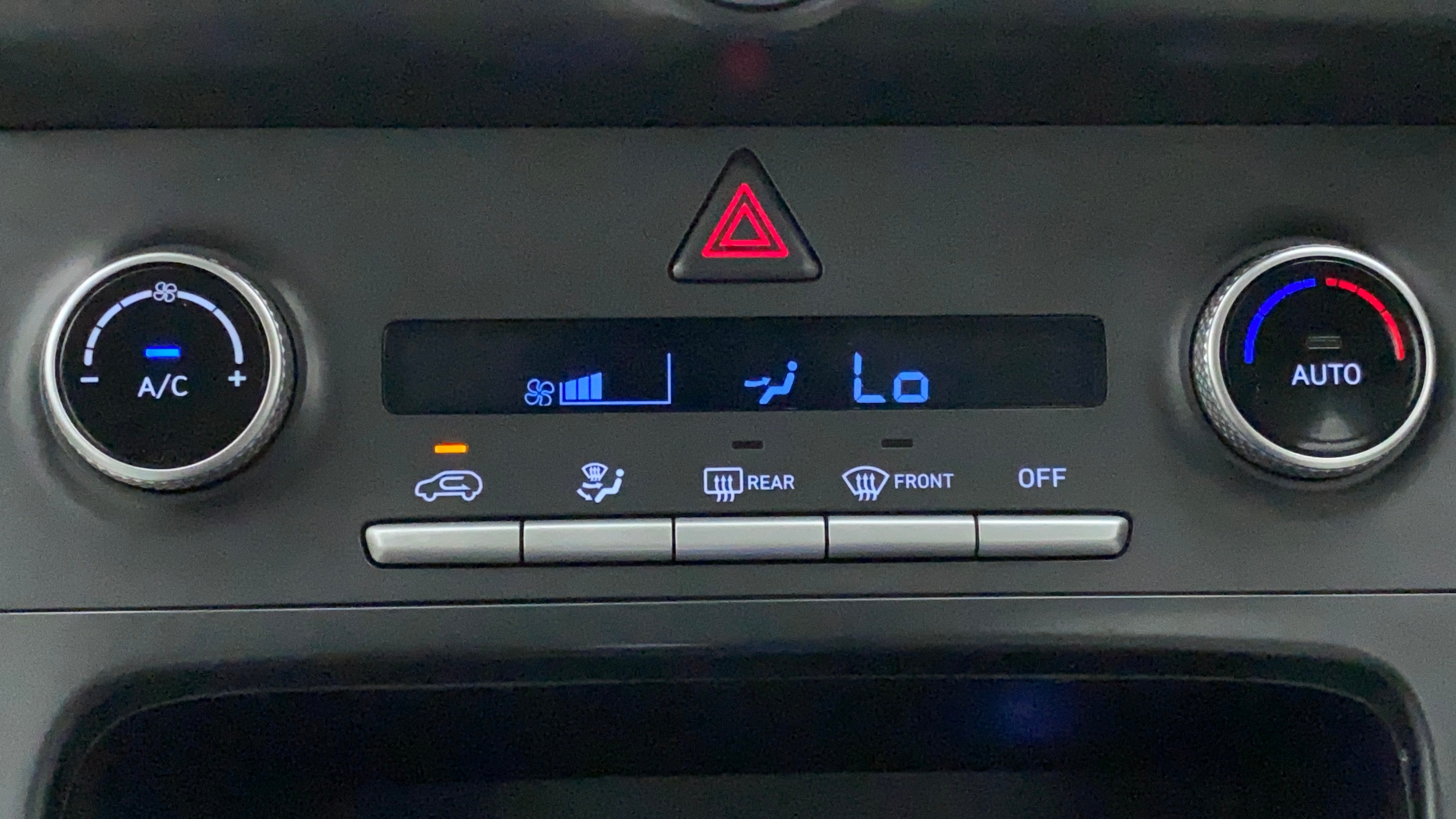 Dashboard air conditioning controls of a Hyundai Creta 2018-2023