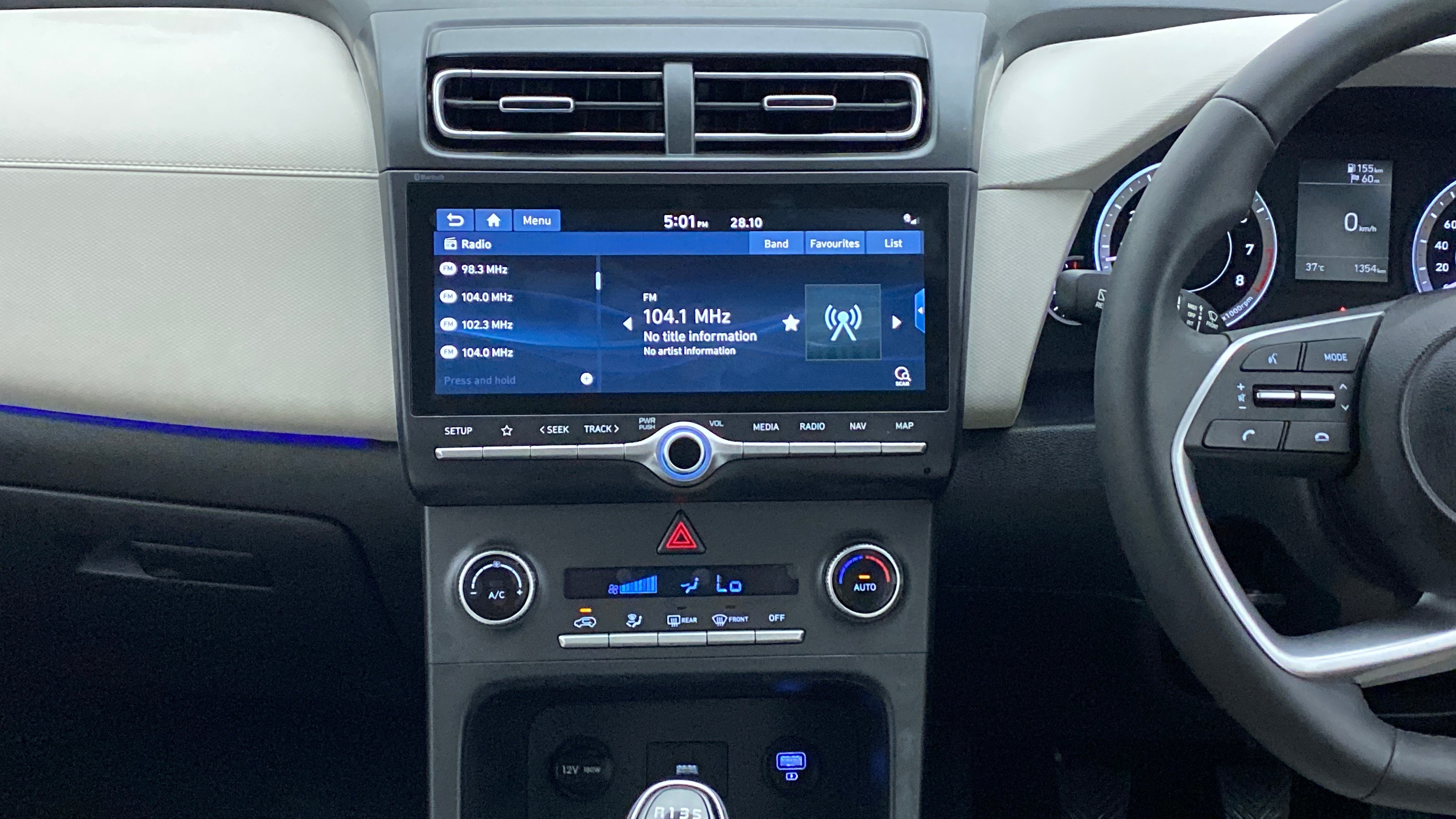 Interior dashboard of a Hyundai Creta 2018-2023