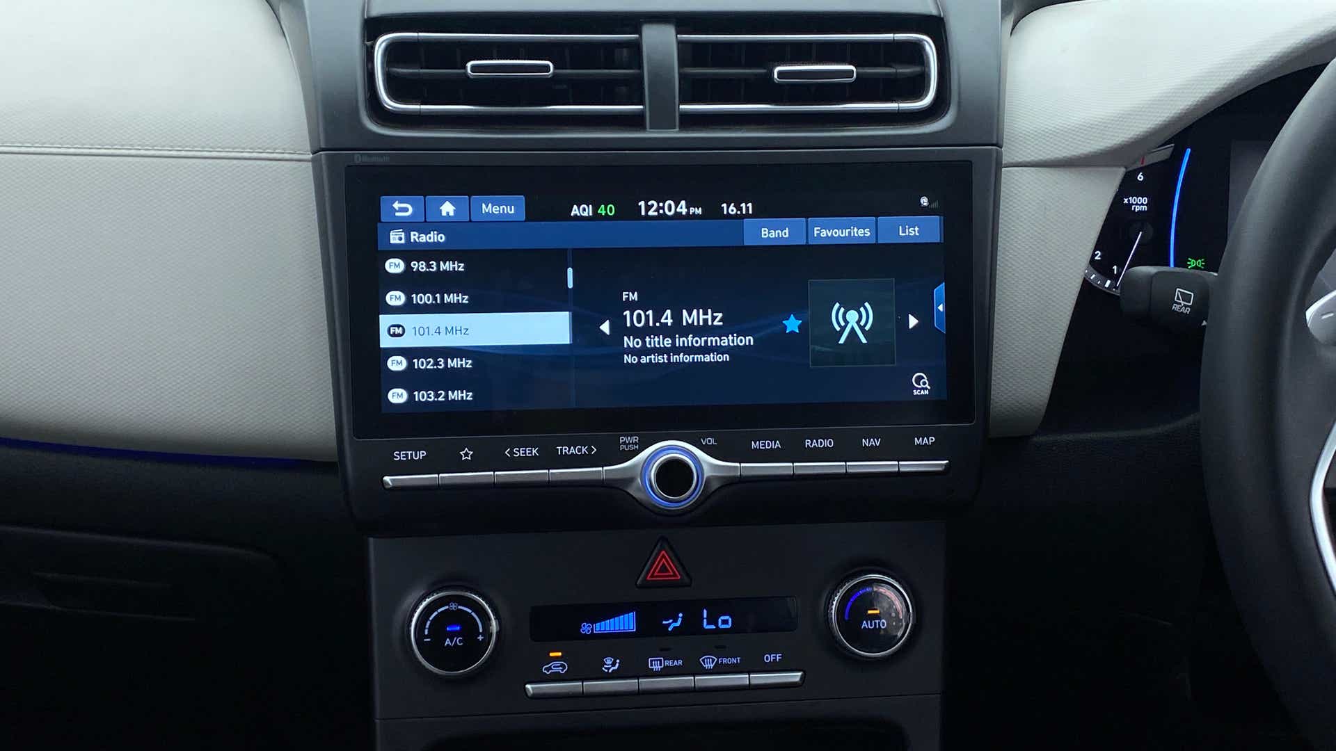 Infotainment system of a Hyundai Creta 2018-2023