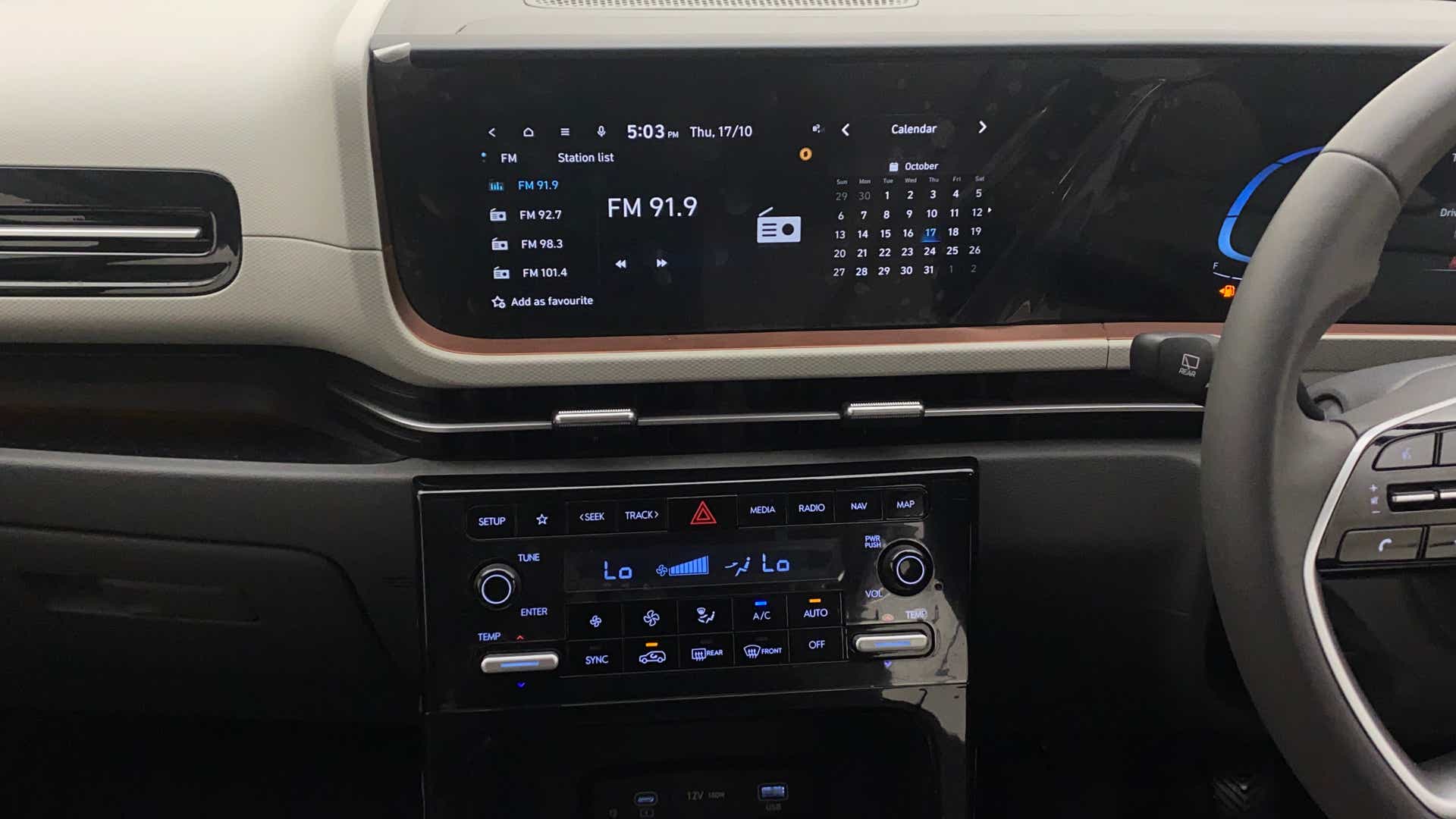 Interior dashboard of a Hyundai Creta