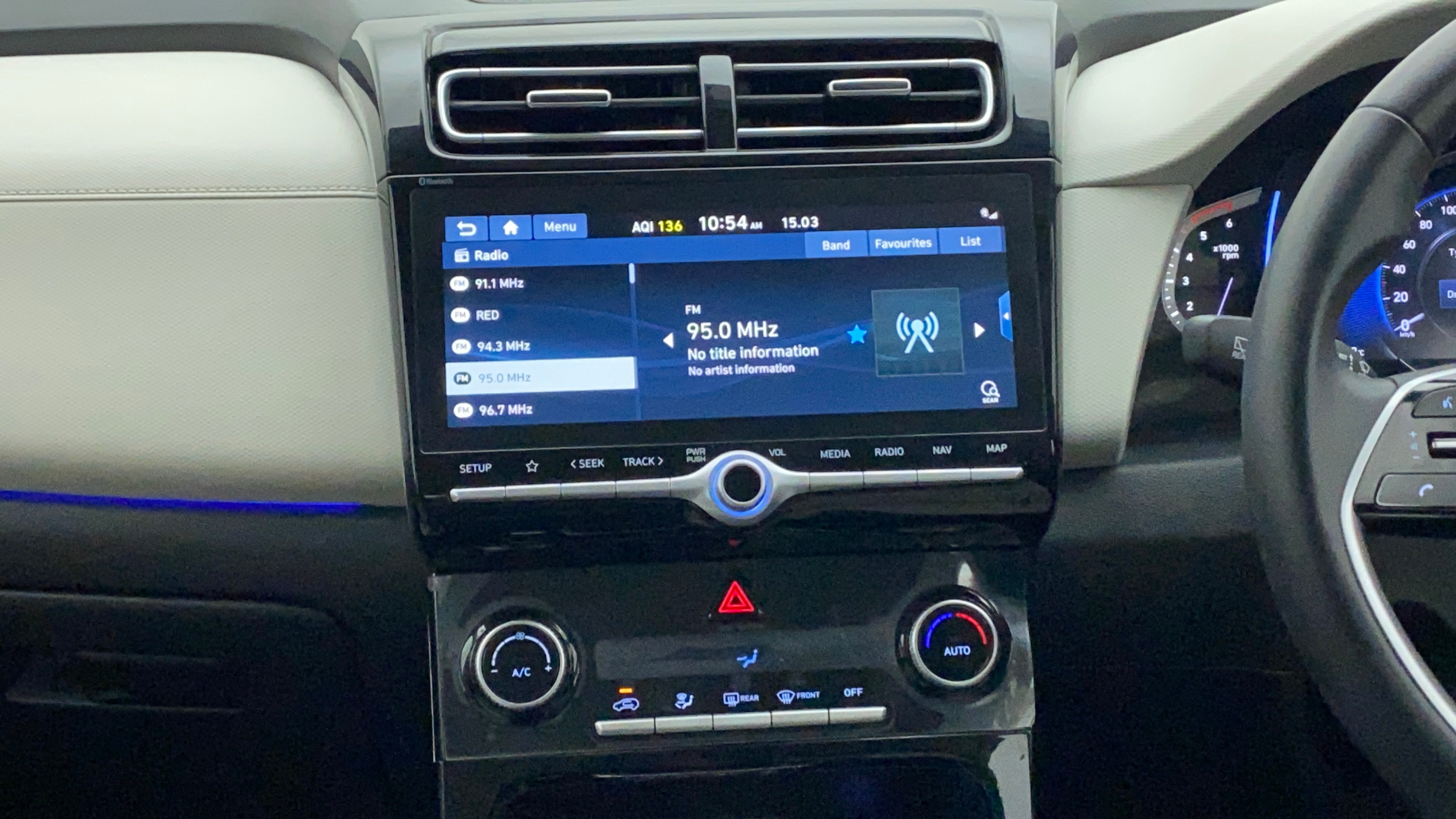 Interior dashboard of a Hyundai Creta 2018-2023