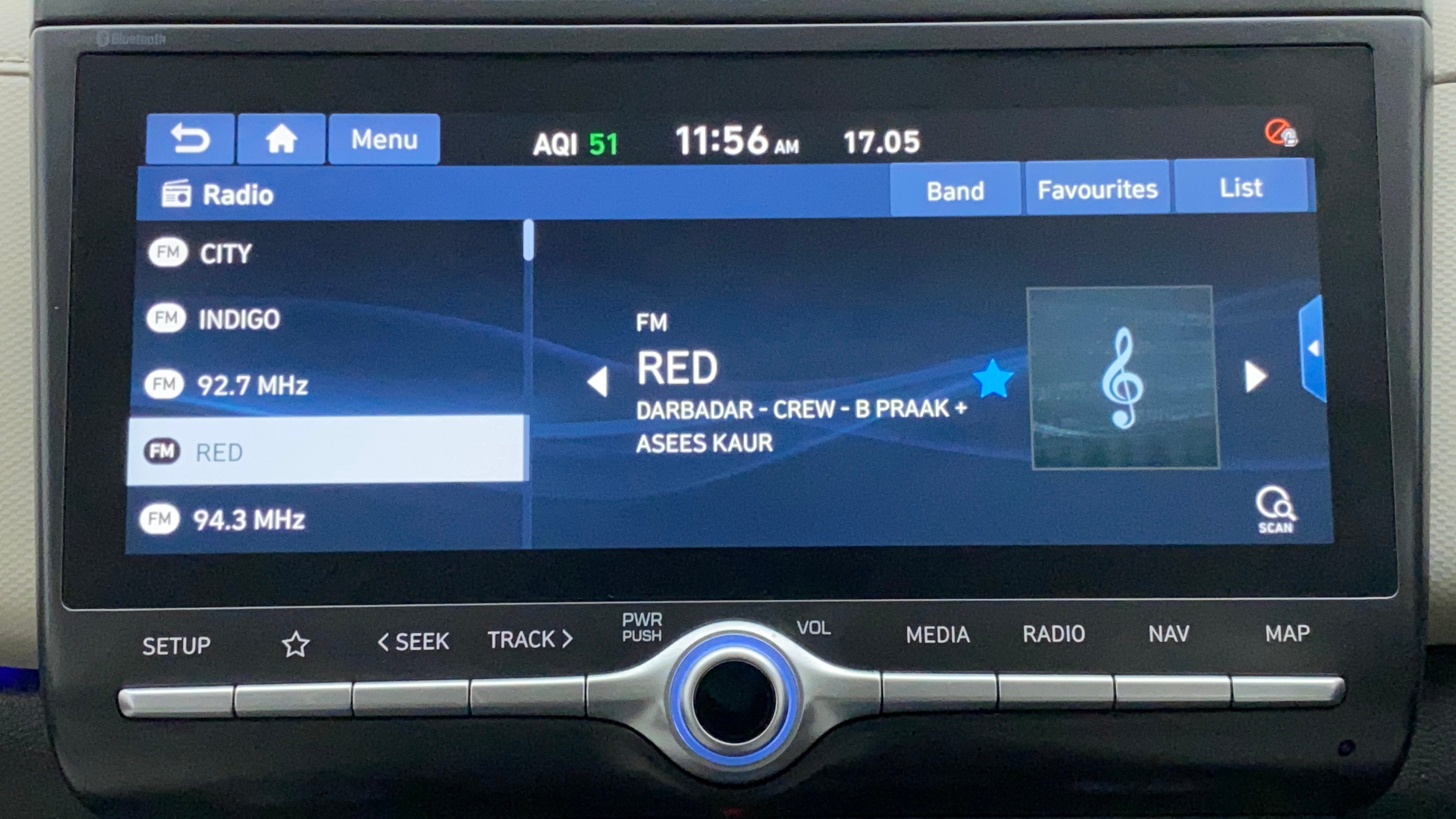 Car infotainment system interface of a Hyundai Creta 2018-2023