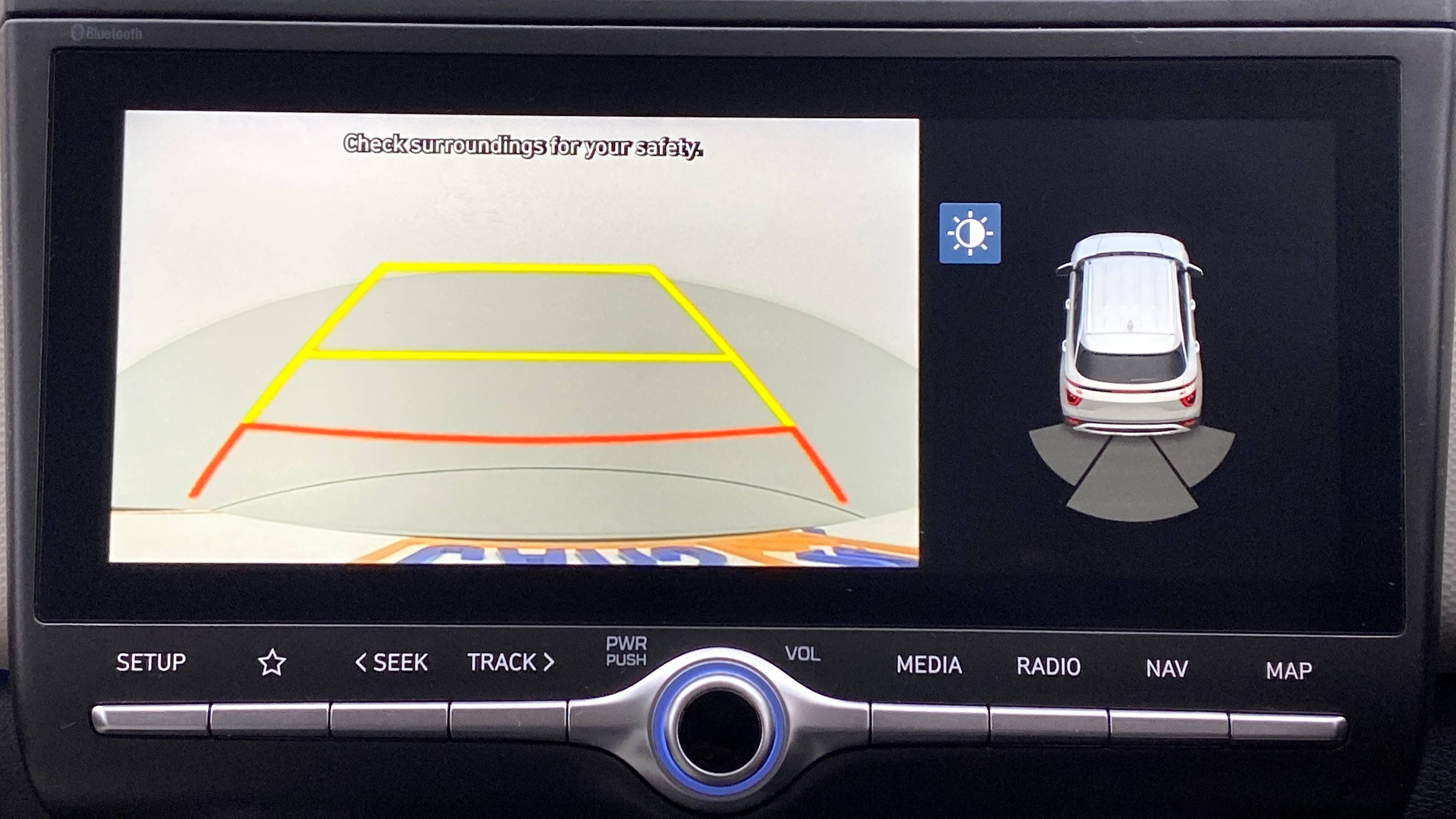 Reverse camera view of a Hyundai Creta 2018-2023