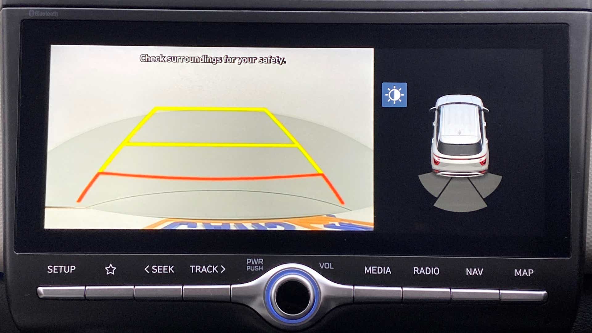 Reverse camera view of a Hyundai Creta 2018-2023