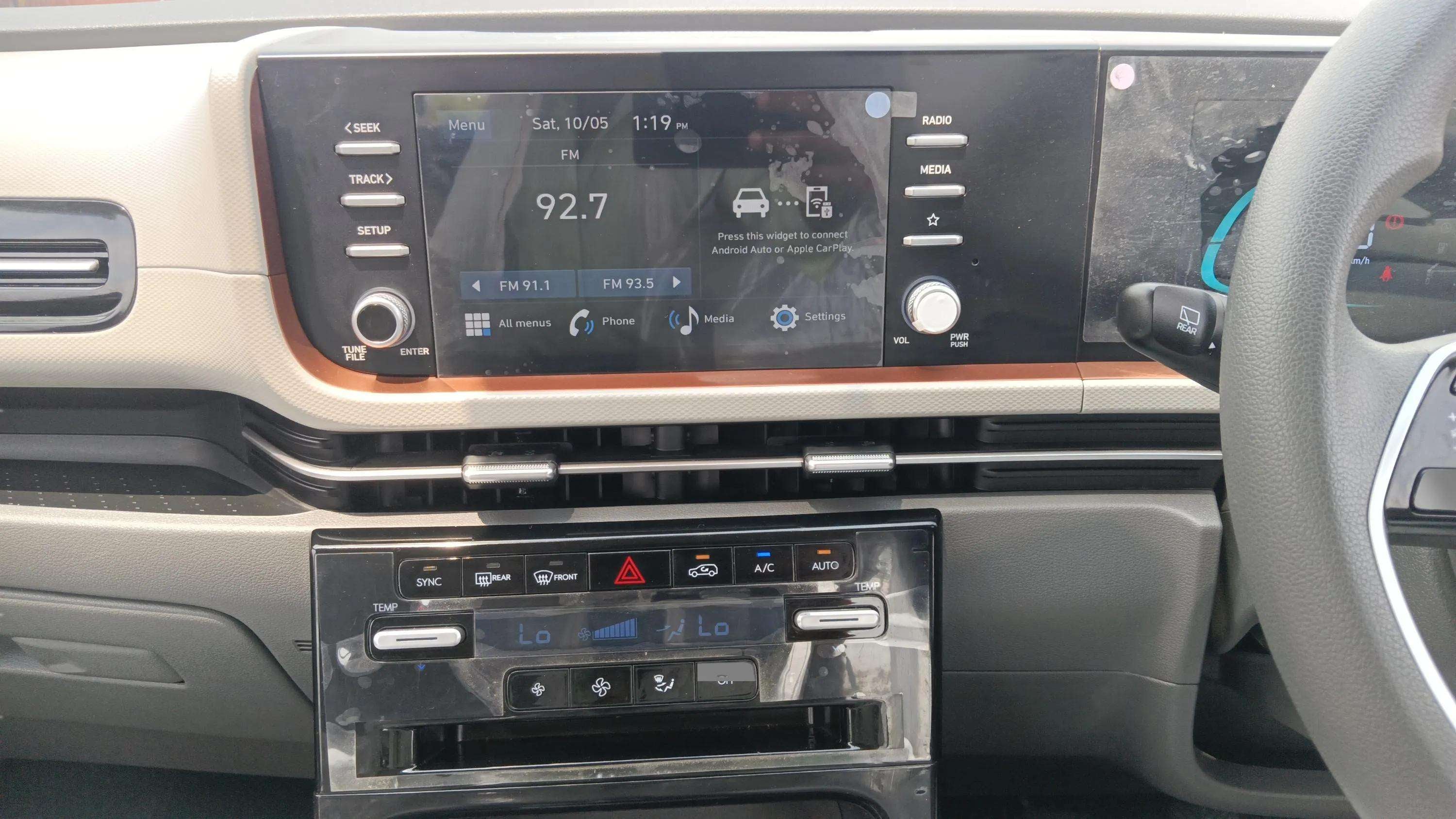 Dashboard and infotainment system of a Hyundai Creta