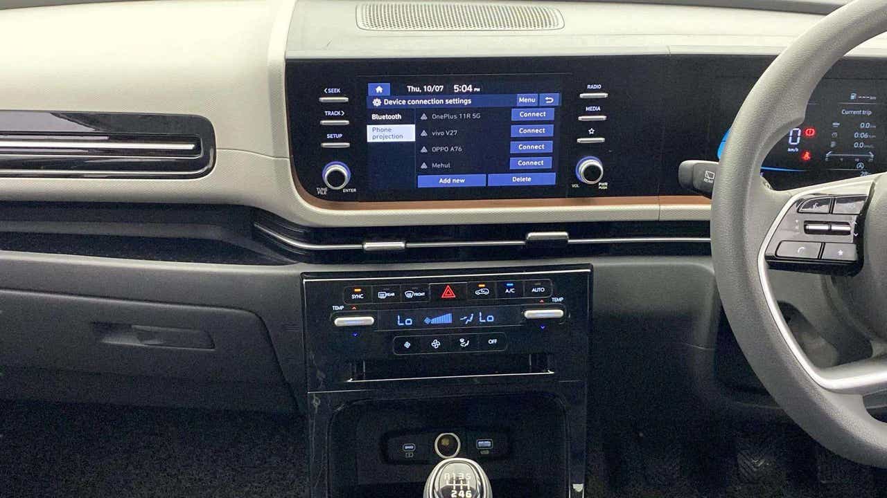 Dashboard and infotainment system of a Hyundai Creta