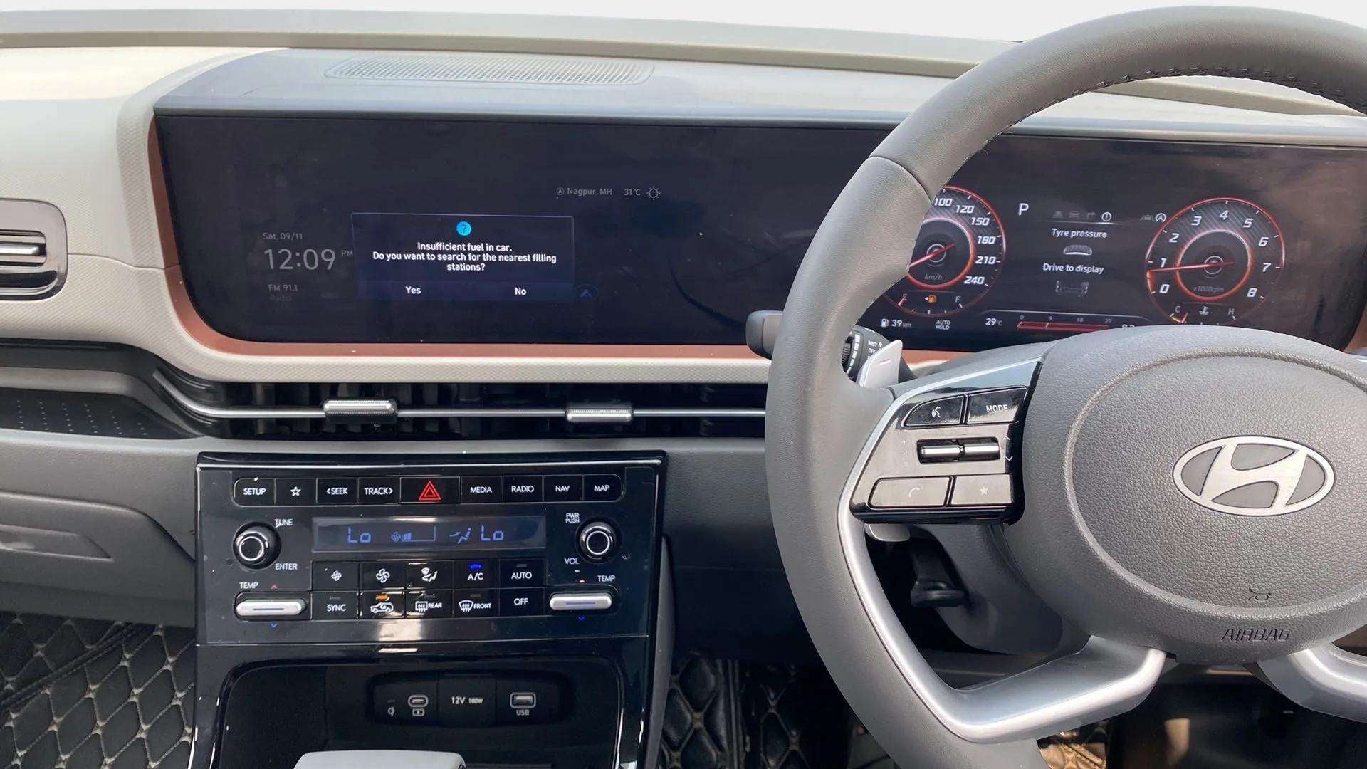 Interior dashboard view of a Hyundai Creta