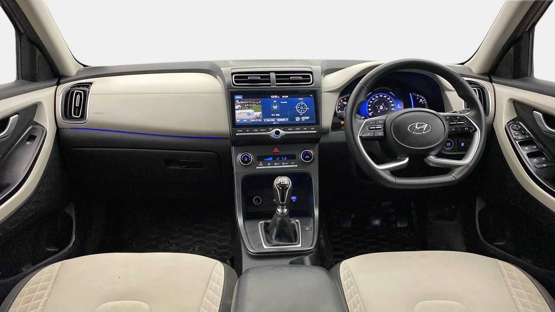 Interior dashboard and steering wheel of a Hyundai Creta 2018-2023