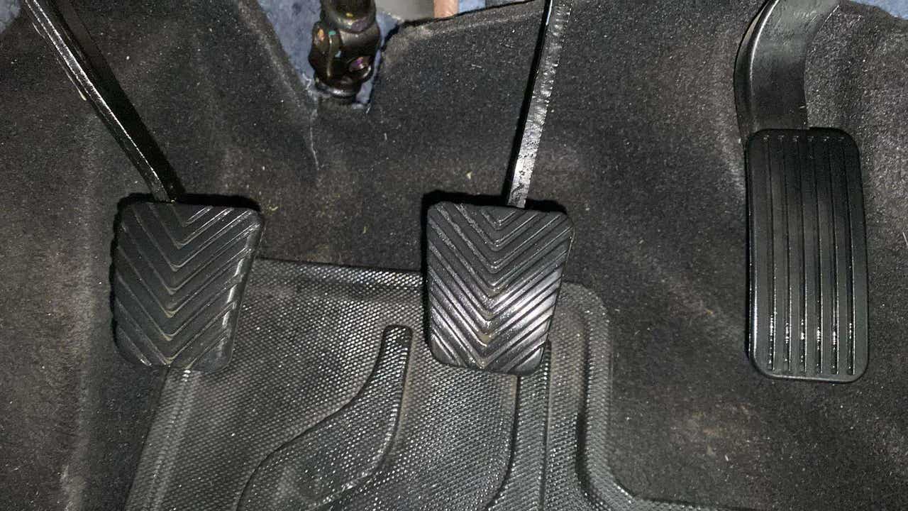 Close-up of foot pedals of a Hyundai Creta 2018-2023