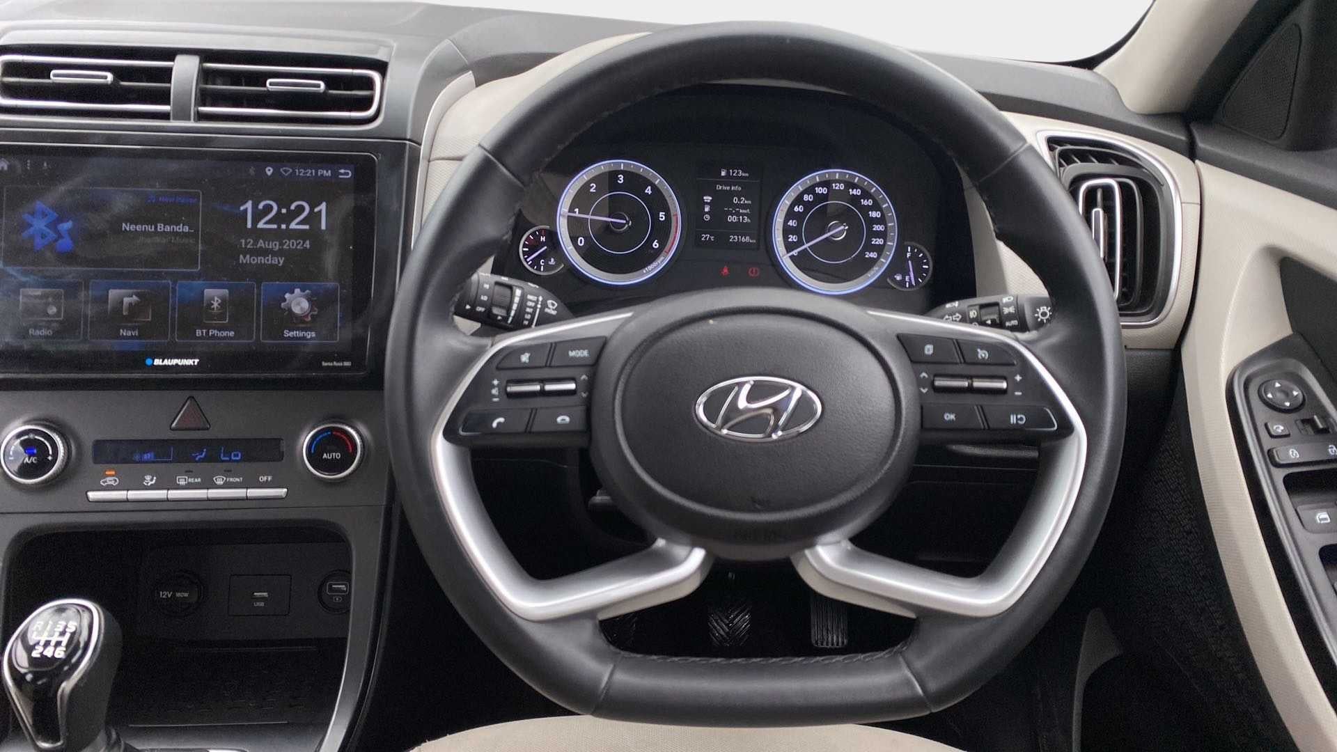 Interior dashboard and steering wheel of a Hyundai Creta 2018-2023