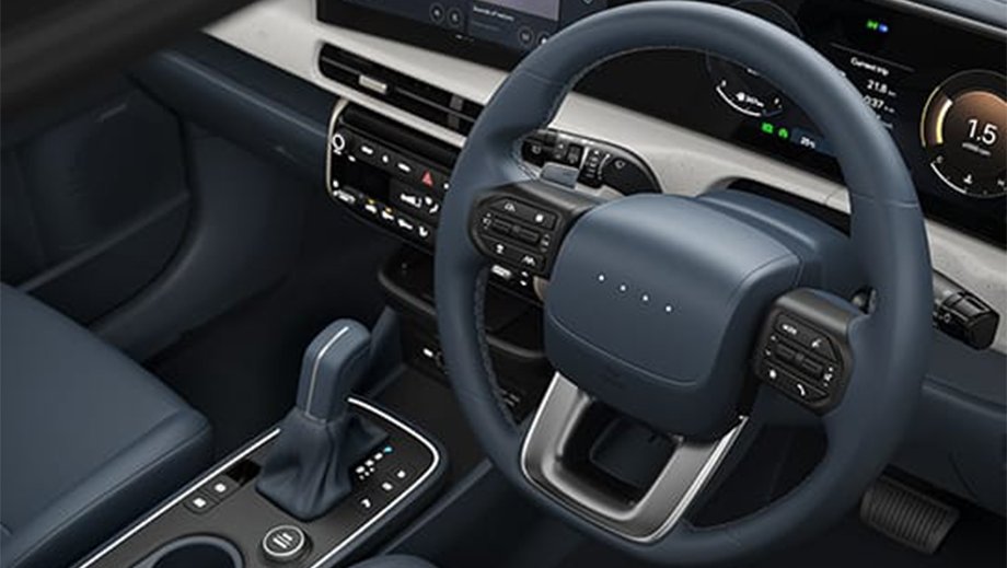 Interior dashboard and steering wheel of a Hyundai Venue Facelift