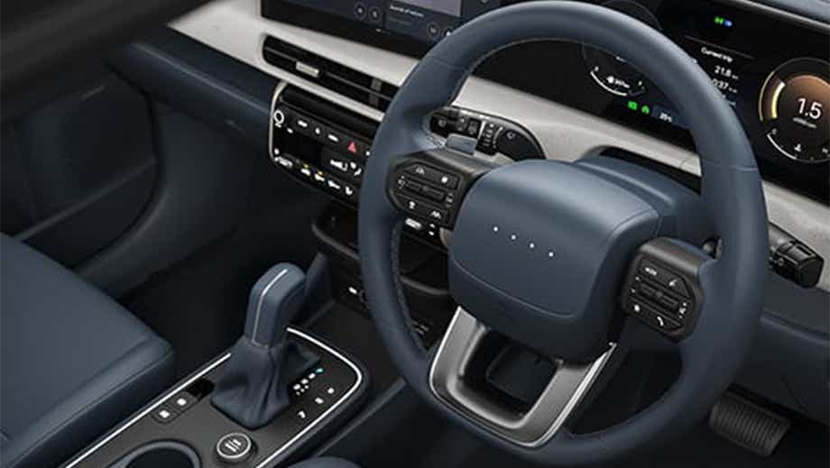Interior dashboard and steering wheel of a Hyundai Venue Facelift