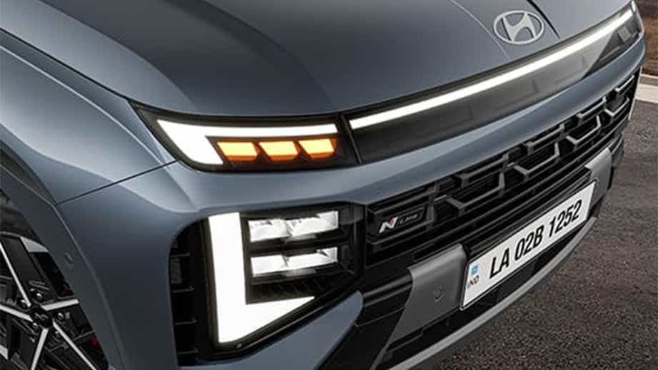 Front grille and headlight close-up of a Hyundai Venue N Line Facelift