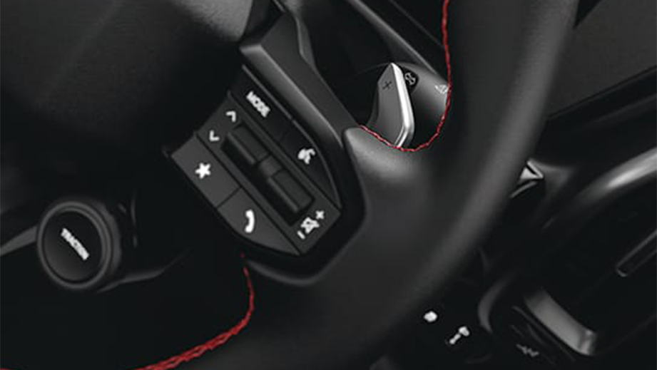 Steering wheel control close-up of a Hyundai Venue N Line Facelift