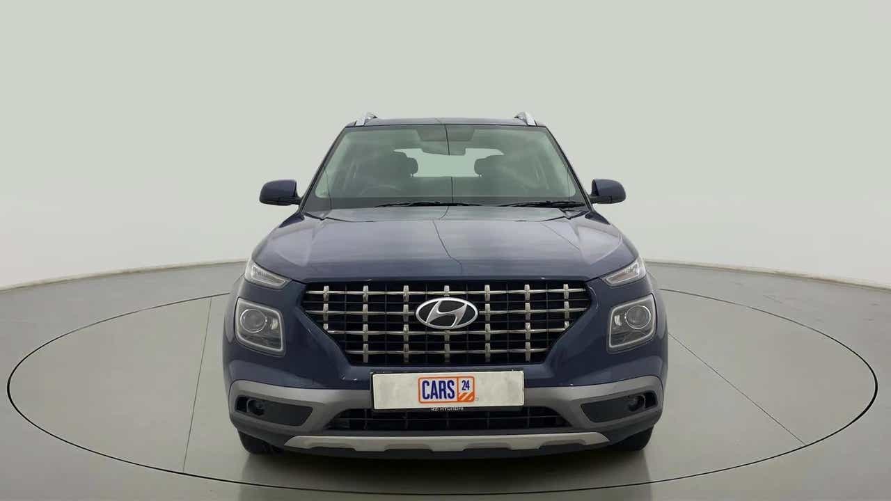 Front view of a Denim Blue Hyundai Venue