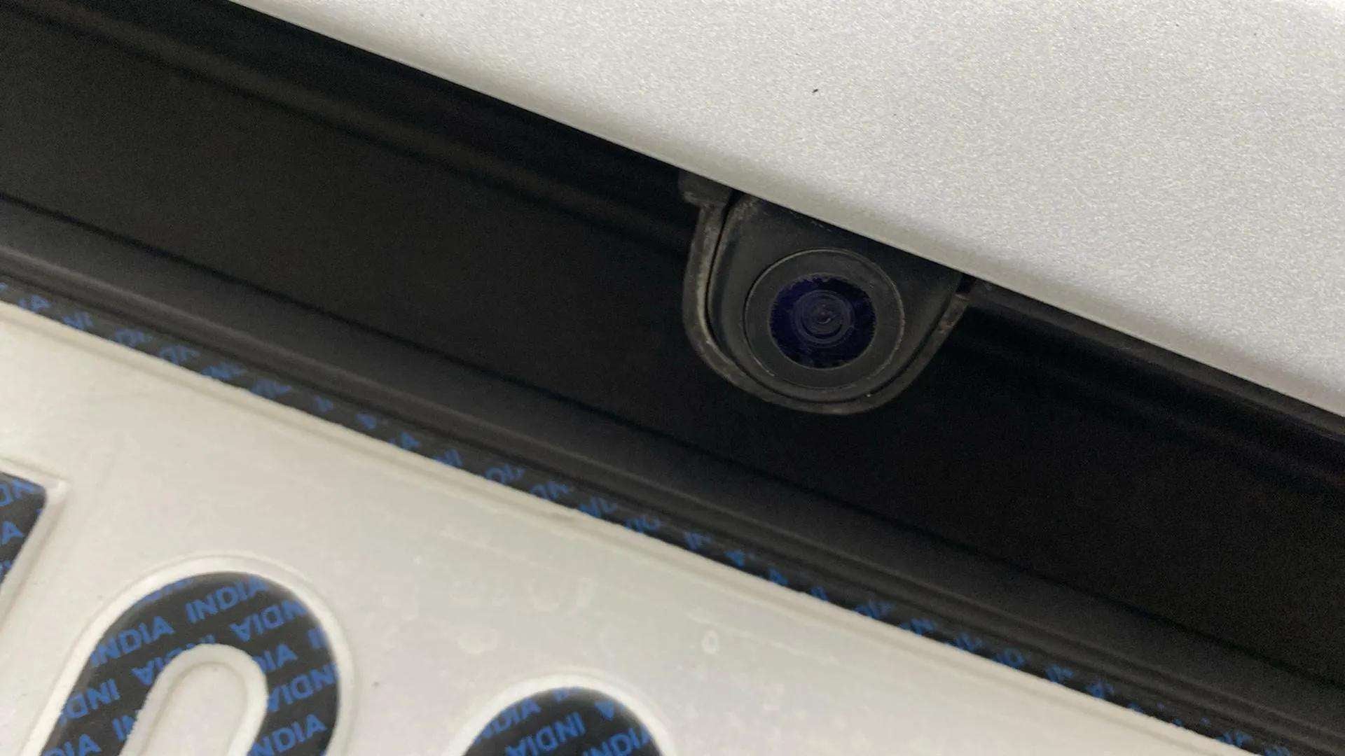 Close-up of a rear camera and license plate of a Hyundai Venue