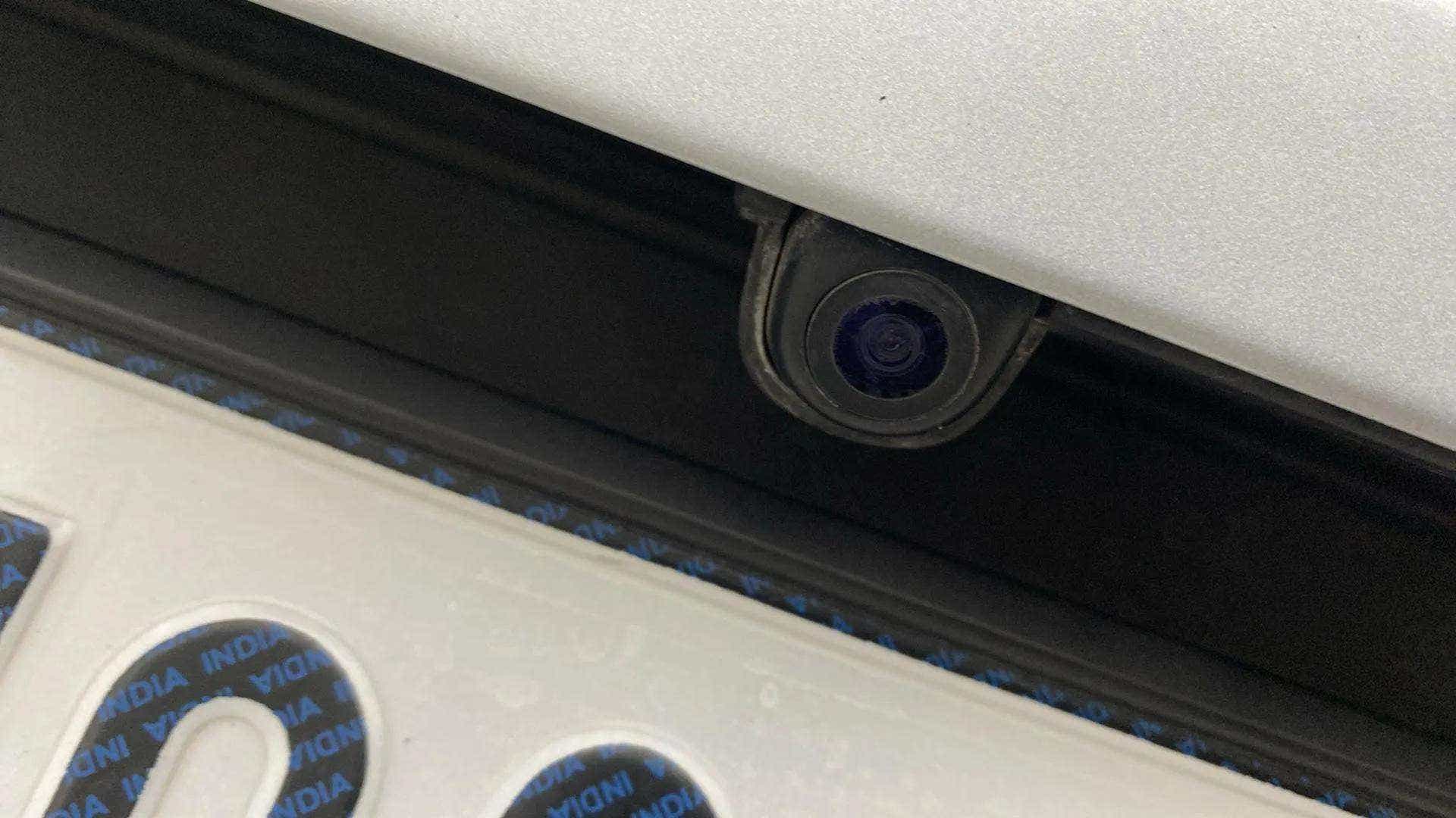 Close-up of a rear camera and license plate of a Hyundai Venue