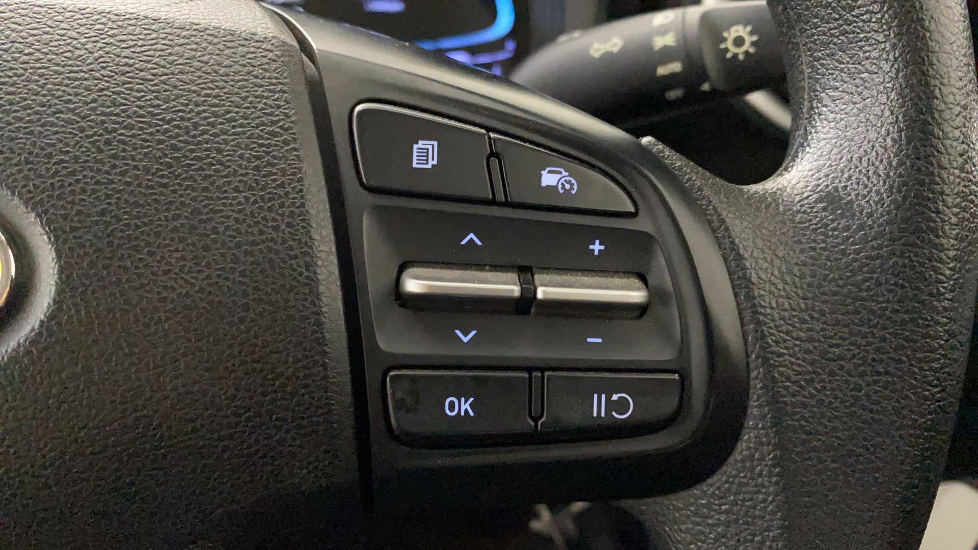 Steering wheel cruise control buttons of a Hyundai Venue