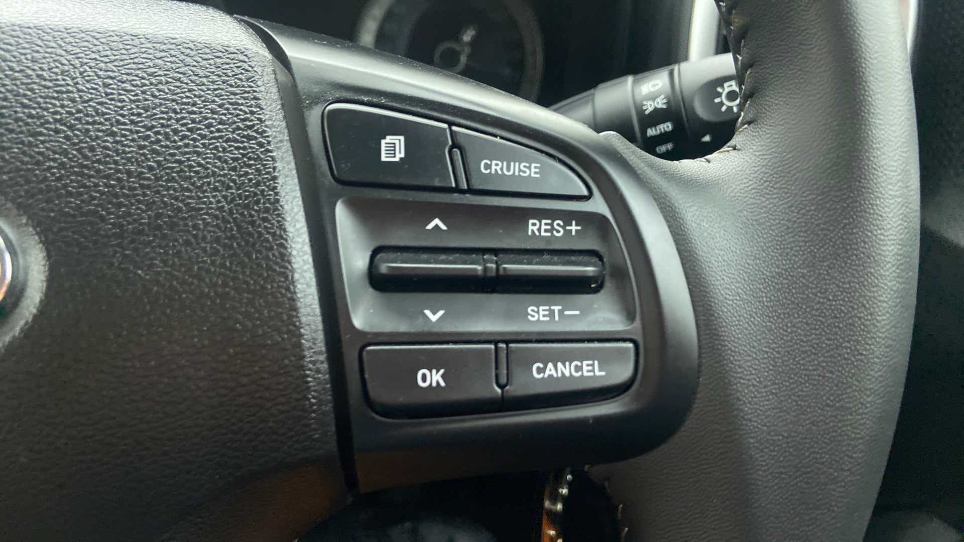 Steering wheel cruise control buttons of a Hyundai Venue