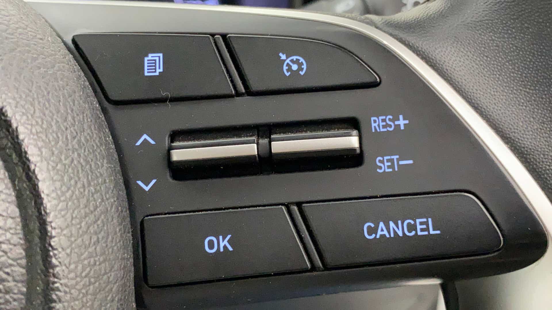 Steering wheel cruise control buttons of a Hyundai Venue