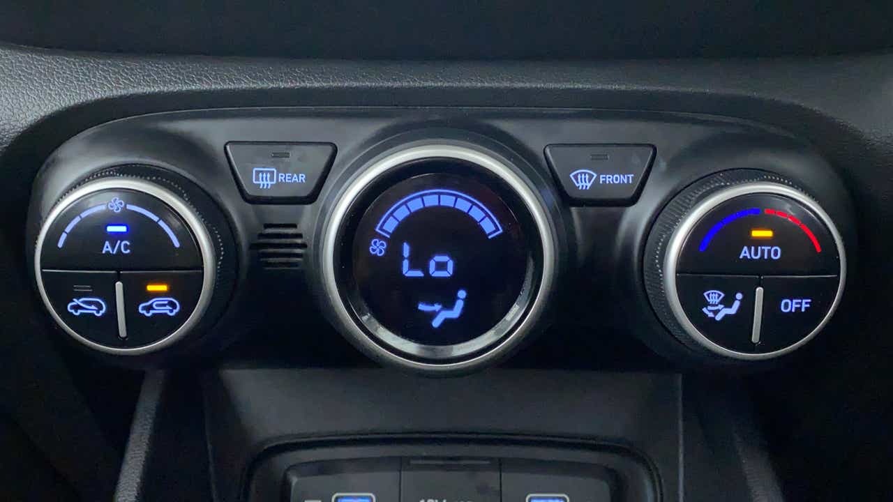 Close-up of the climate control panel of a Hyundai Venue