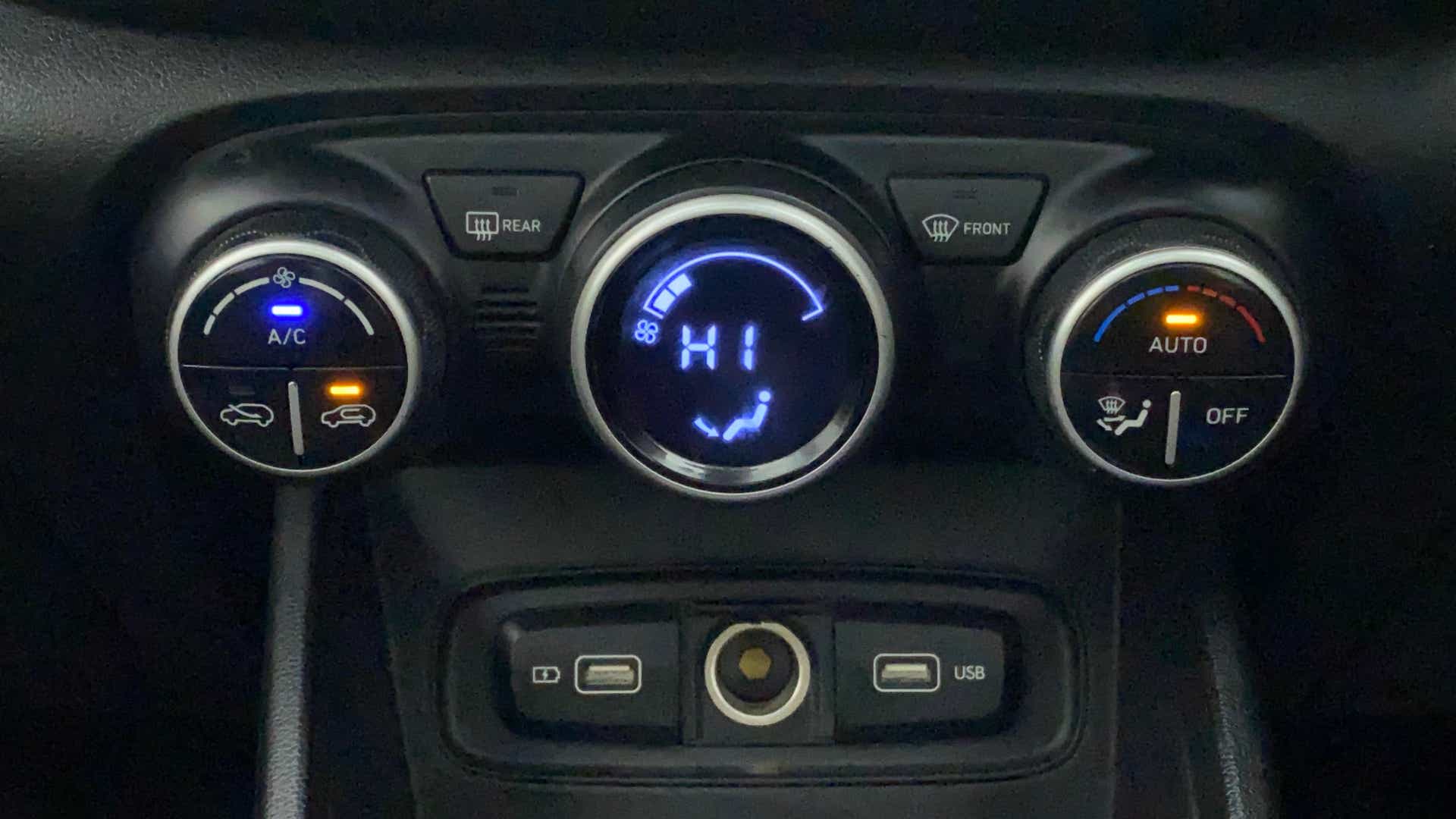 Close-up of the climate control panel of a Hyundai Venue