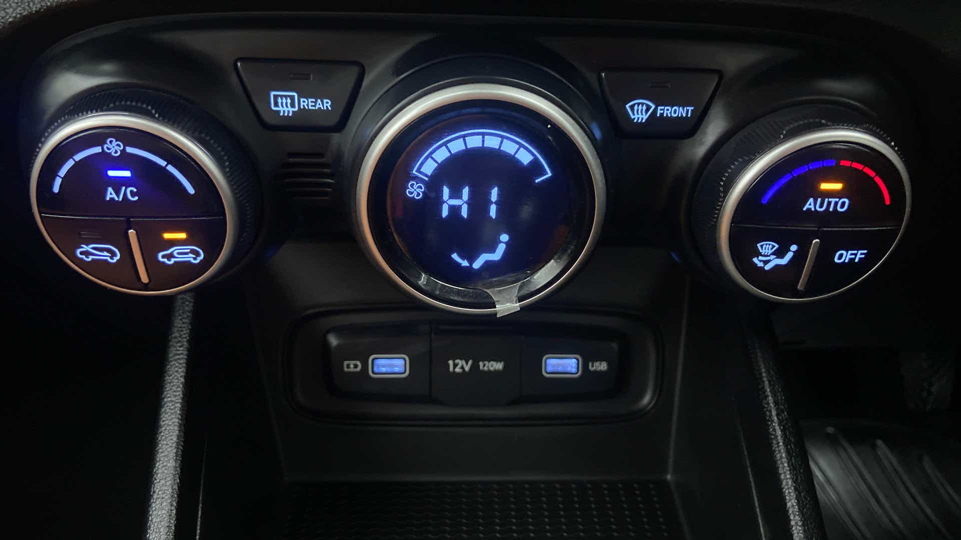 Climate control panel of a Hyundai Venue