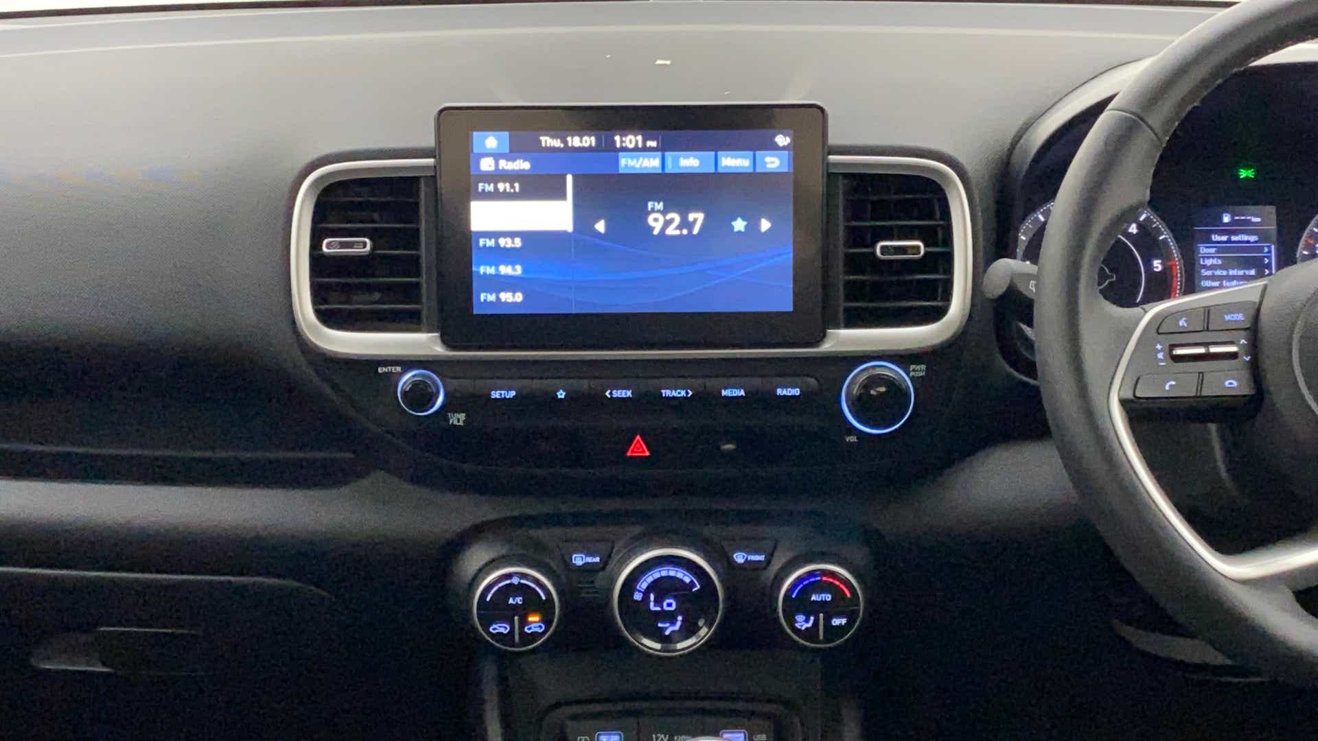 Dashboard and infotainment system of a Hyundai Venue