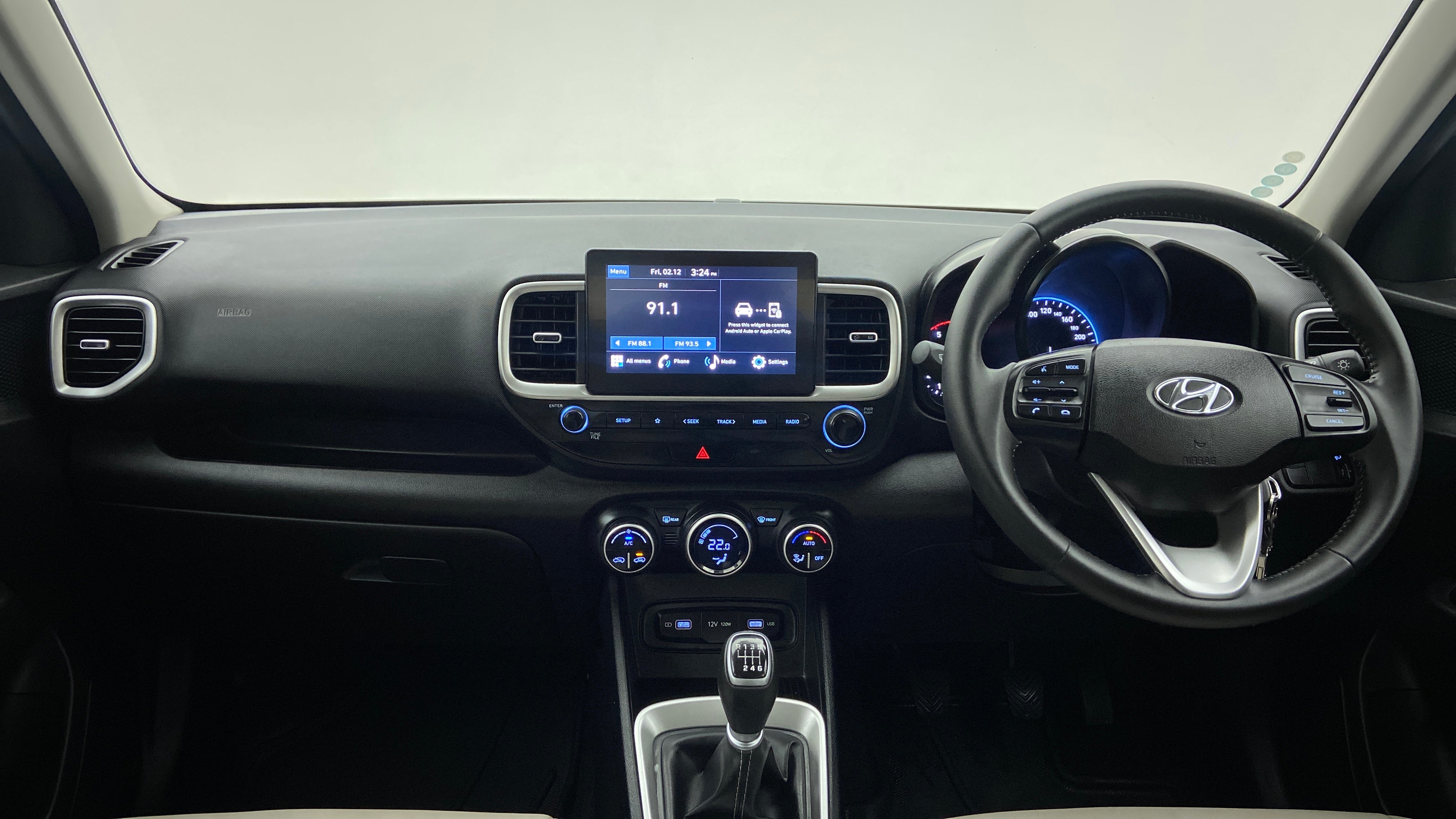 Dashboard and steering view of a Hyundai Venue