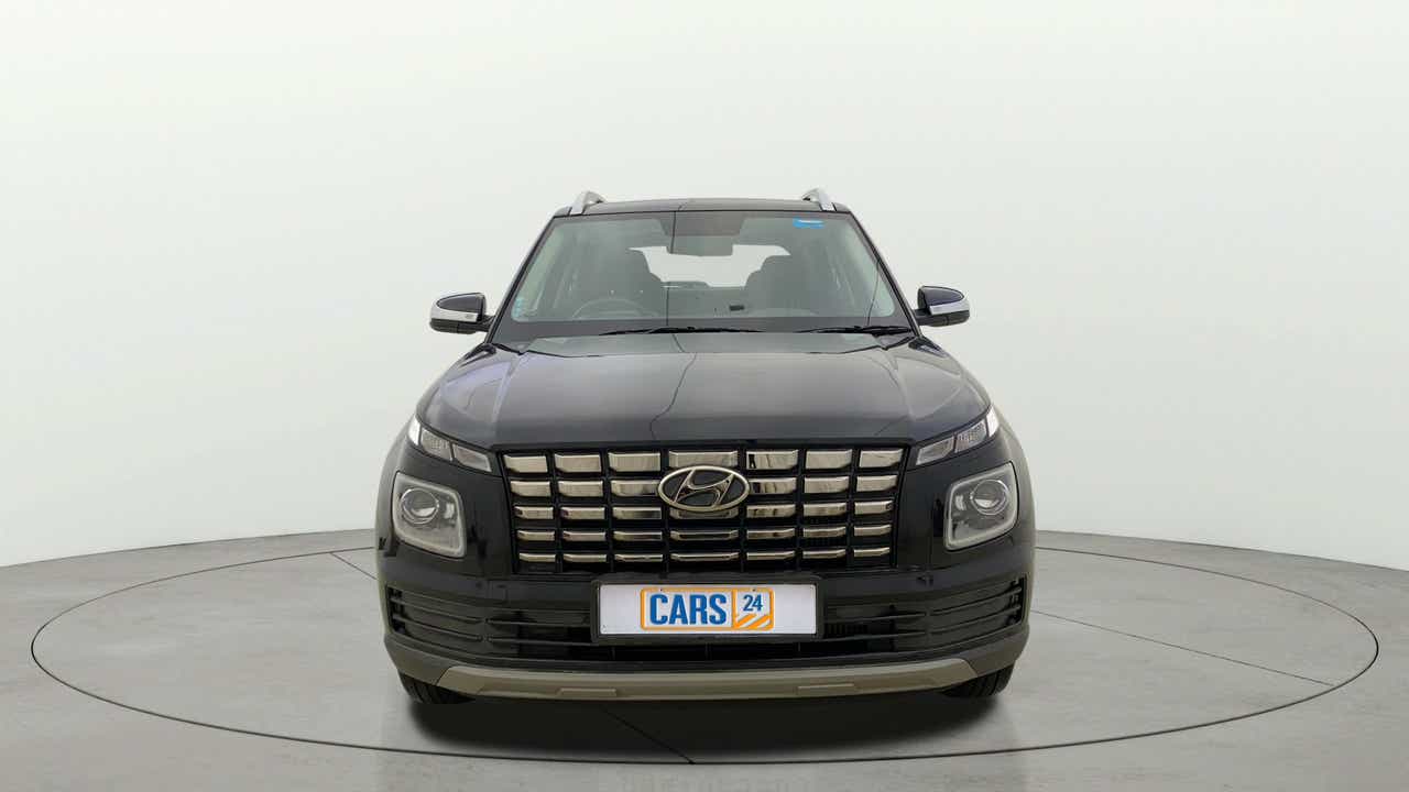 Front view of a Abyss Black Hyundai Venue